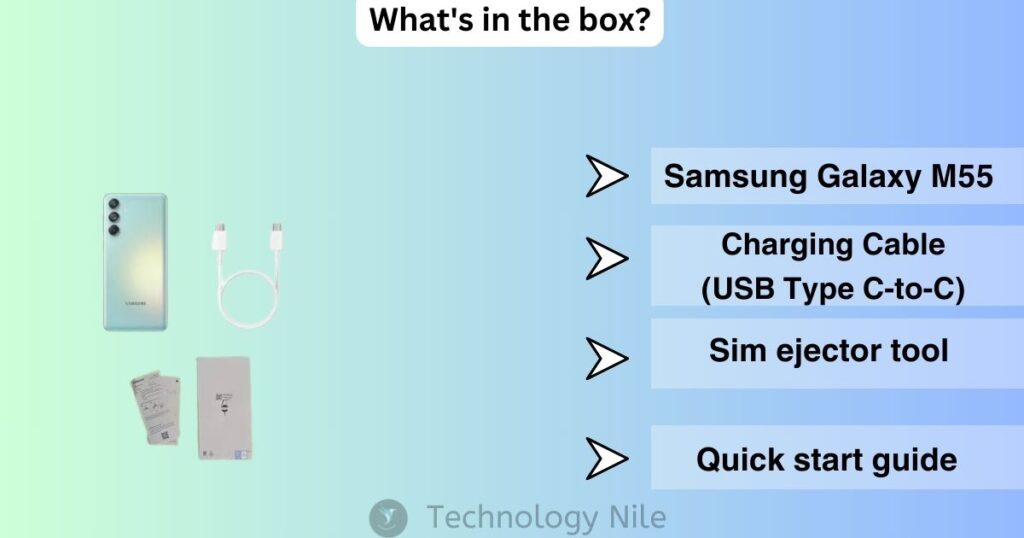 Samsung galaxy m55 what's in the box?